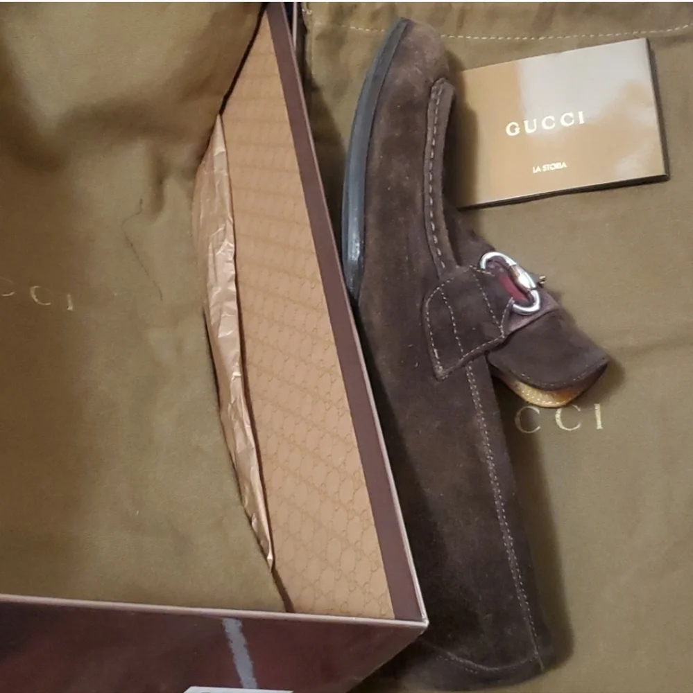 GUCCI Moca Pelle S. Cuoio Horsebit suede loafers Men - Picture 12 of 16